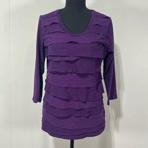 Merona Layered Ruffle 3/4 Sleeve Top Size L Women’s